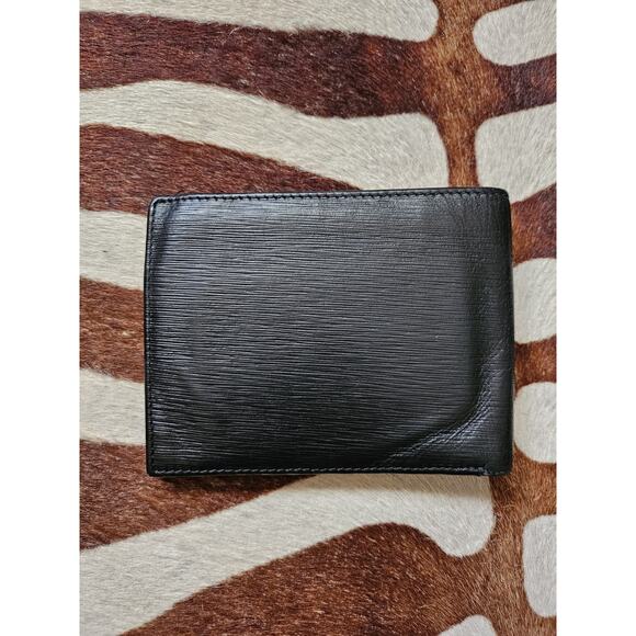 Cavalli Class Men's Black Logo Print Textured Leather Bifold Wallet - Picture 2 of 7